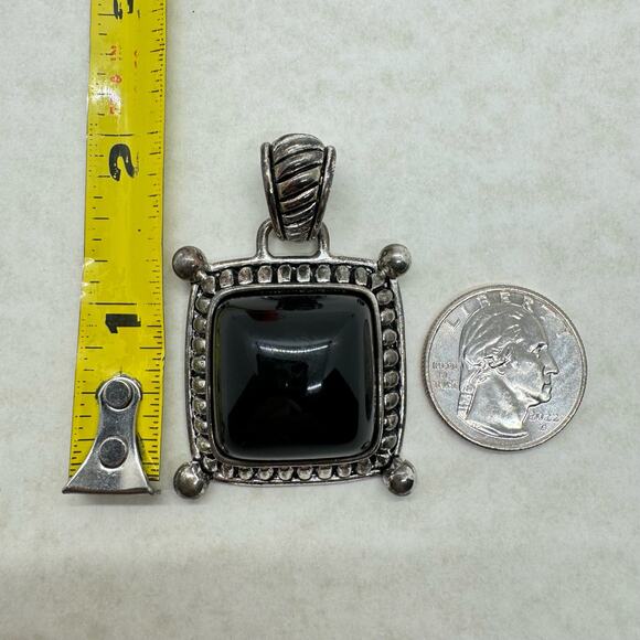 Vintage Premier Designs Silver Tone Black Stone Pendant and Chain Crown Stamped - Picture 12 of 12